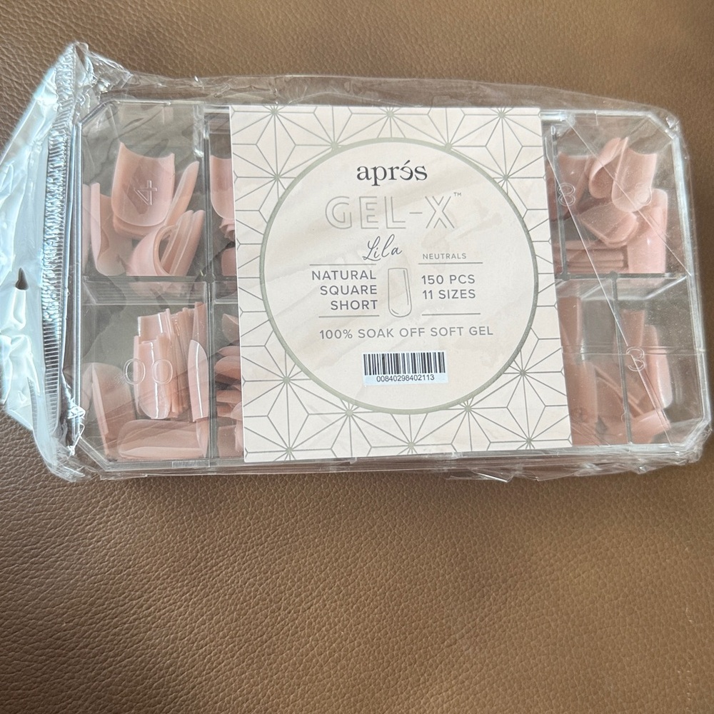 Brand New! Aprés Gel-X Natural Square Short Nail Tips. Color is Lila
